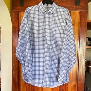 Pronto Uomo Navy and White Grid Shirt